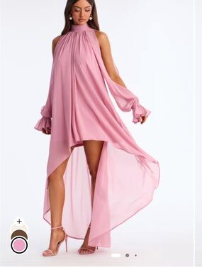 Fashion Nova Aryal Long Sleeve High Low Maxi Dress
